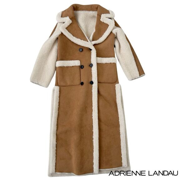 Adrienne Landau **NWT** (Revolve) Faux Shearling Reversible Camel & Ivory Coat - Picture 6 of 7